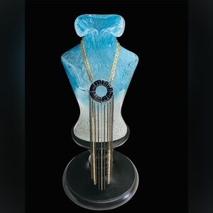 Betsey Johnson Nautical Blue Lifesaver Gold Tone Mariner Link Necklace